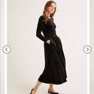 Boden Lois black velvet long dress size 14 NWT